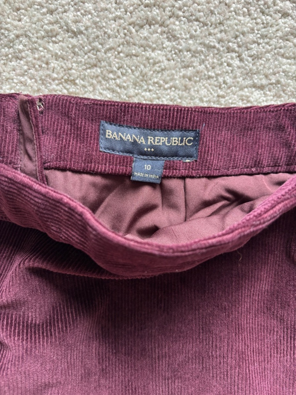 Banana Republic Corduroy Burgundy Mini Skirt with Button Detail - Picture 3 of 5